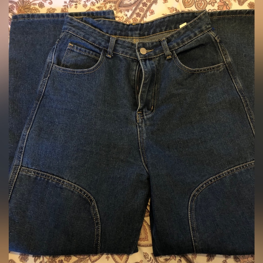 dark blue high waisted jeans